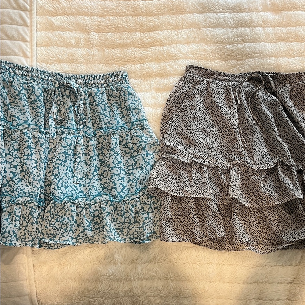 2 Floral and Polka Dot Women's Skirt - Vanilla Sky